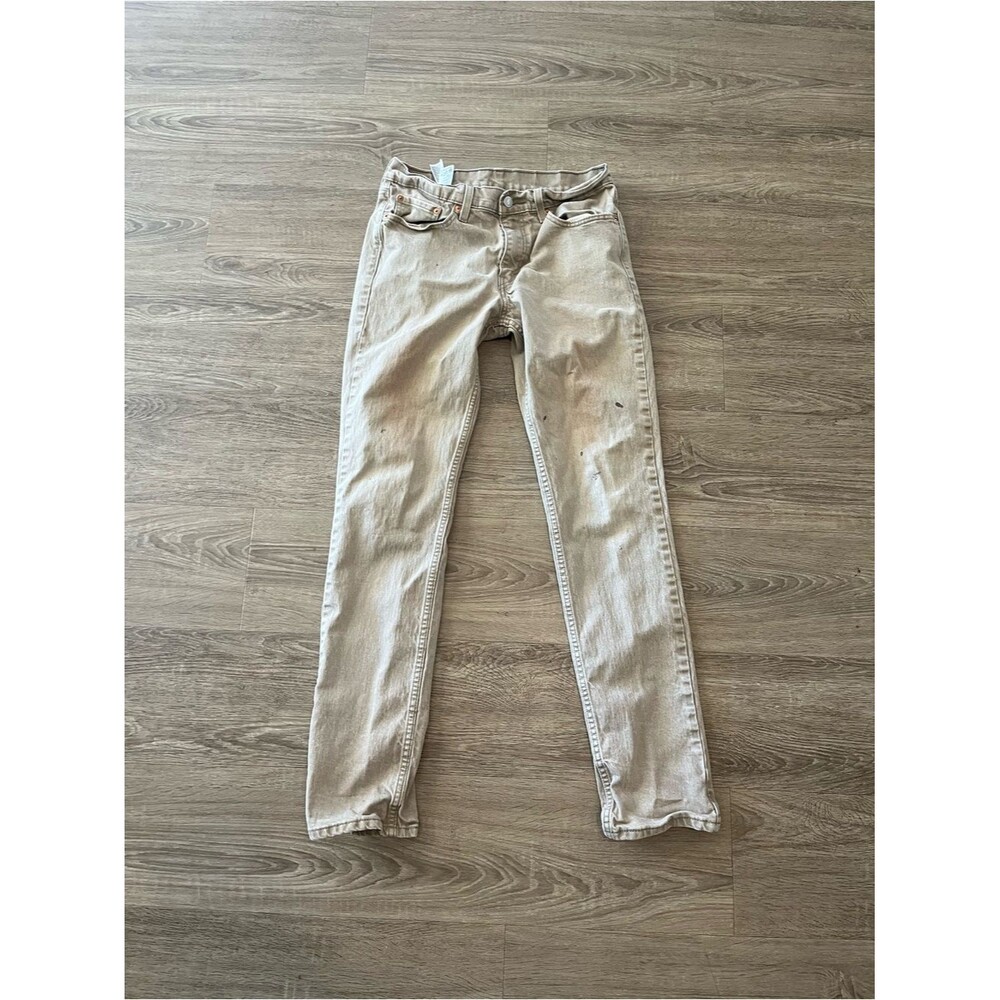 Levi’s 511 Slim Khaki Jeans Mens 32x34 Beige Stretch Denim Distressed Pants